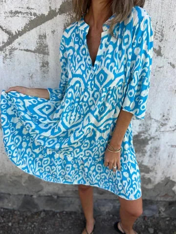 Linda™ | Dröm dig bort i boho-chic charm med denna luftiga midiklänning