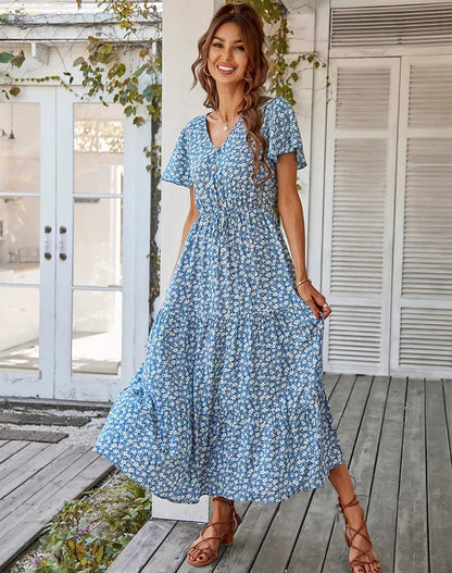 Tove™ | Känn sommaren med denna eleganta boho-klänning med blommönster